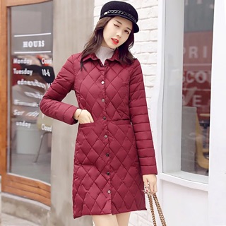 Áo phao trần trám dáng dài