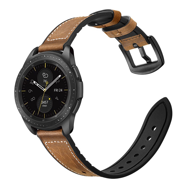 Dây da Hybrid Size 20 cho Galaxy Watch Active, Galaxy Watch 42 Nâu Vàng