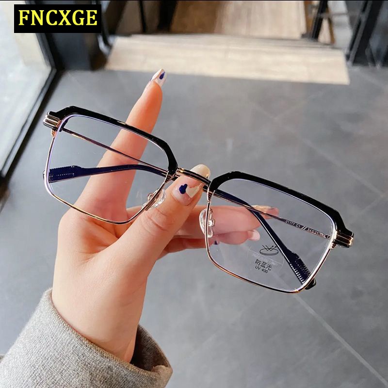 FNCXGE Square frame eyeglasses Myopia glasses 0° to -600° fashion frames anti blue light