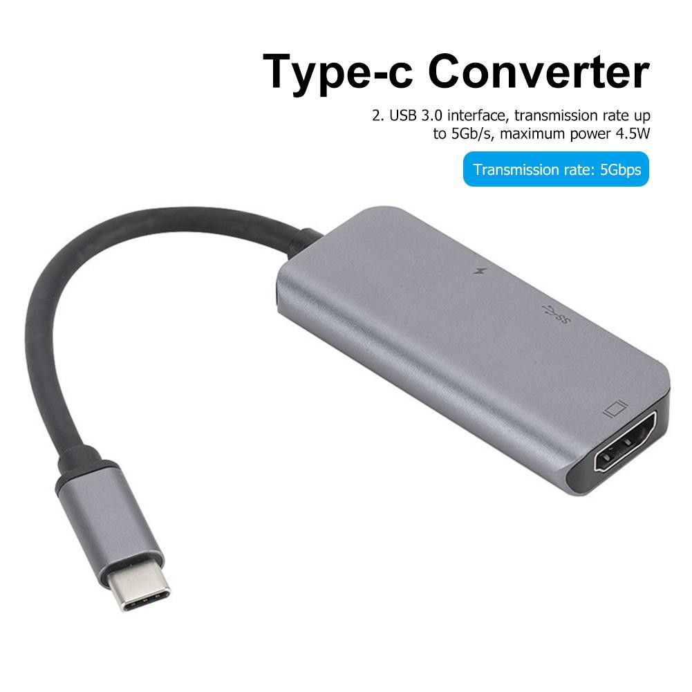 Bộ chia cổng USB type C 3 trong 1 bằng hợp kim nhôm 4K HDMI 3.0 DP | BigBuy360 - bigbuy360.vn