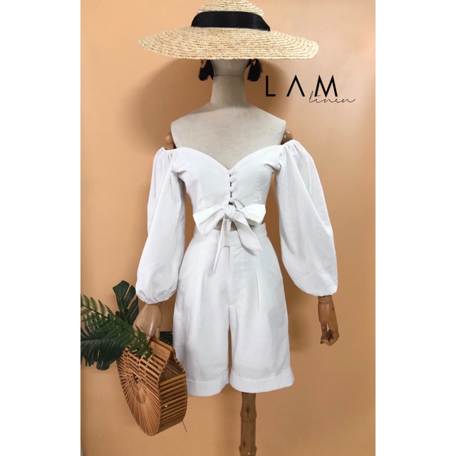 ÁO CROPTOP TAY PHỒNG LINEN