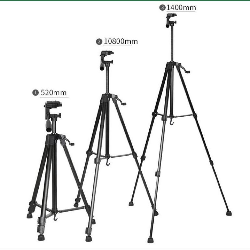 Tripod Máy Ảnh Weifeng WT-3520 chính hãng hợp kim cứng cáp,chịu tải 3kg, tặng kèm kẹp điện thoại và túi đeo gọn nhẹ