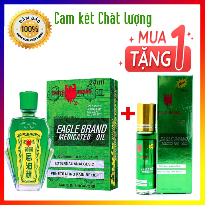 [Tặng Kèm Dầu Lăn] Dầu Gió Xanh 2 Nắp Mỹ Con Ó 24ml, Thơm, Nóng