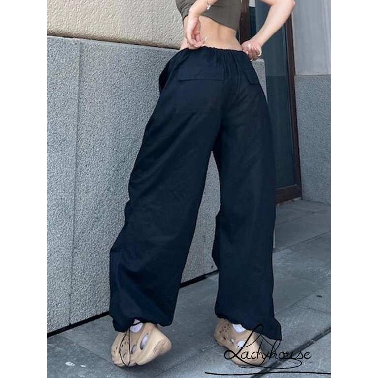 Quần Dài Dáng Rộng Lưng Thun Rút Dây Thời Trang Mùa Xuân Cho Nữ