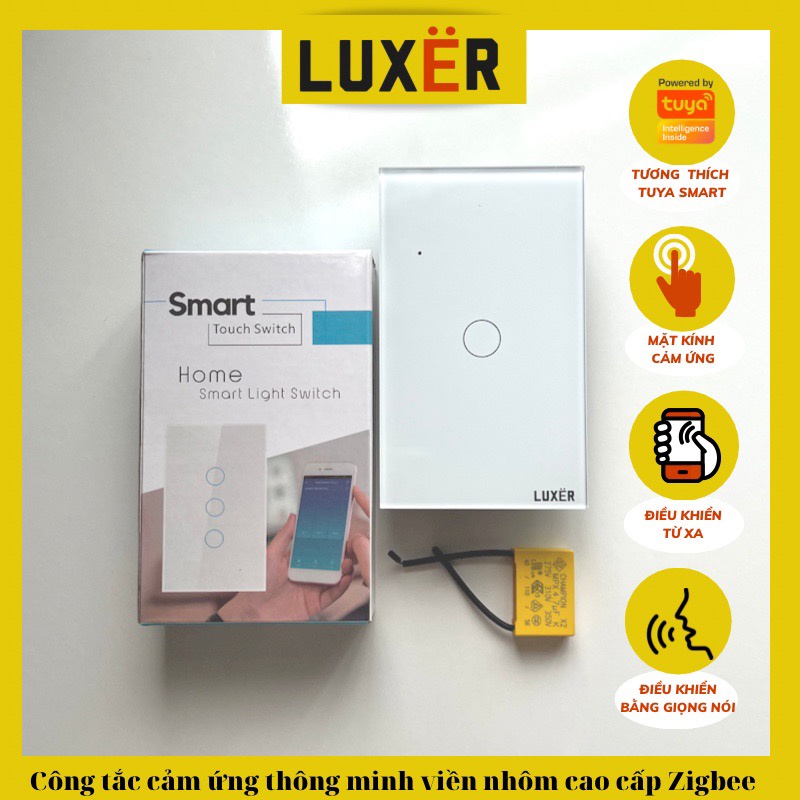 Công tắc thông minh WIFI cảm ứng không N Luxer 1 nút cao cấp giá rẻ hồ chí minh