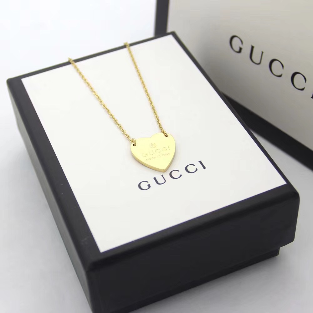 Dây Chuyền Mạ Vàng 18k Mặt Trái Tim Gucci Cổ Điển 3 Màu