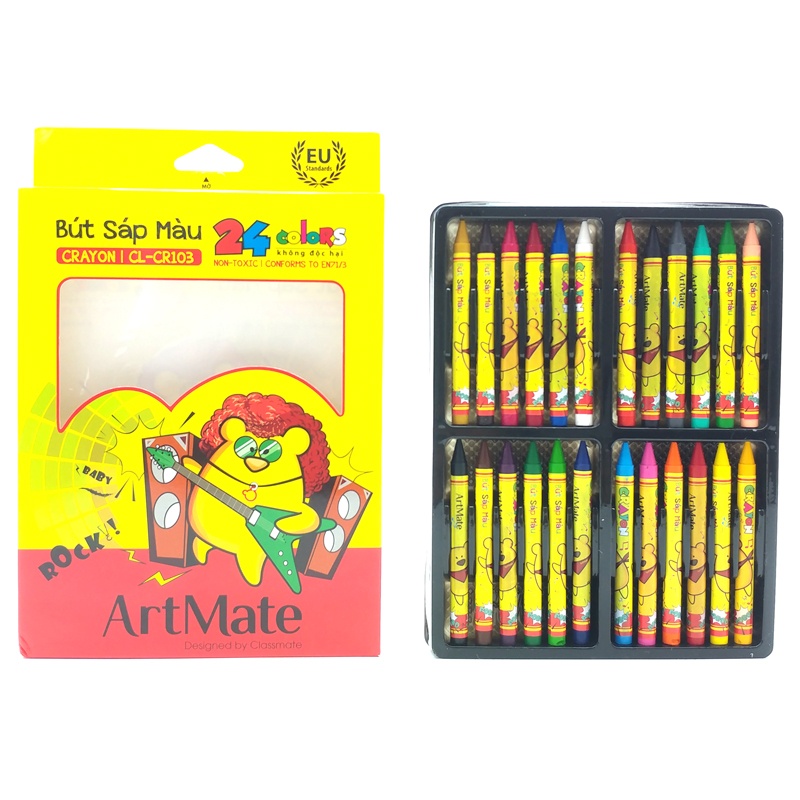 Bút Sáp Màu 24 Bút ArtMate Phiên Bản Nhạc Vui Nhộn