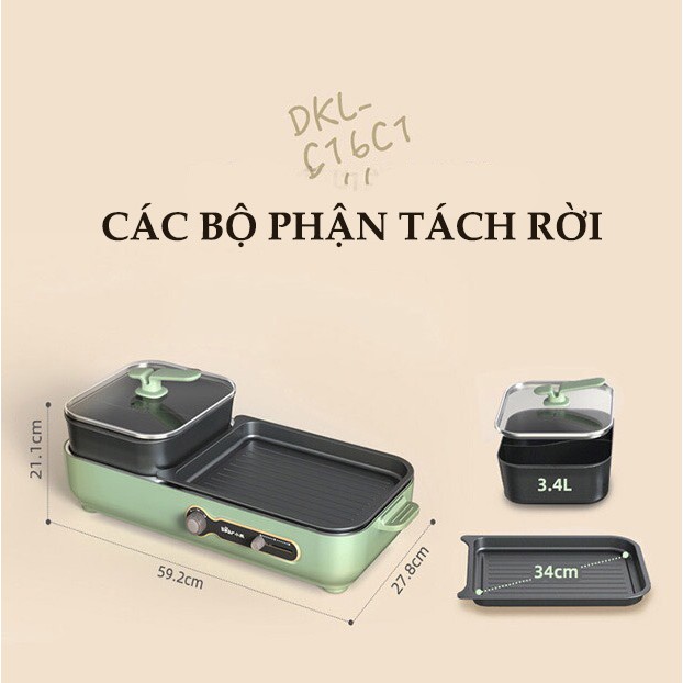 Bếp Lẩu Nướng Đa Năng 2 in 1 Chính Hãng Bear - L0510211