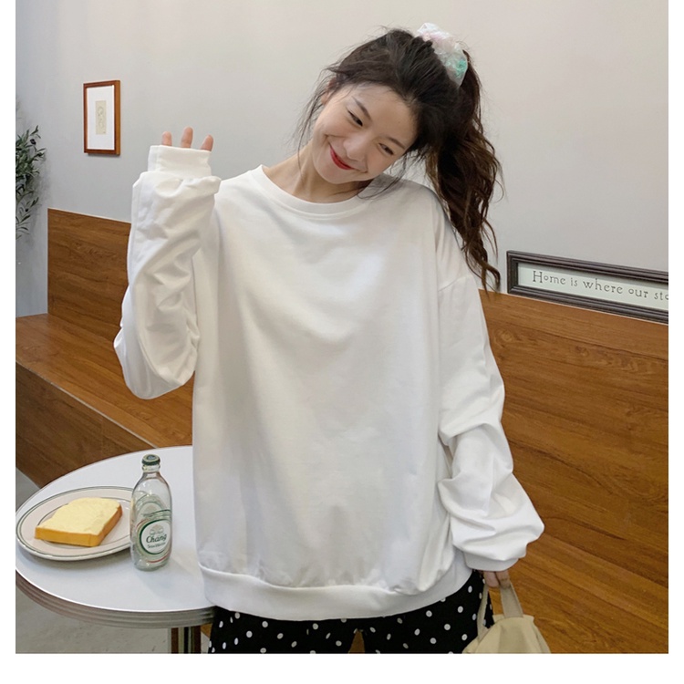 Áo SUXI tay dài cổ tròn màu sắc đơn giản thời trang cho nữ