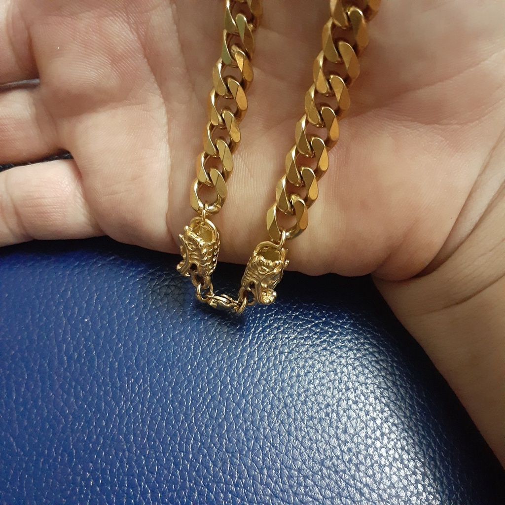 Dây chuyền nam inox kiểu lặc 9mm vát canh 2 đầu rồng siêu đẹp, bền màu - Thể hiện đẳng cấp phái mạnh