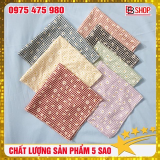 Khăn bandana vuông kẻ caro hoa cúc đội đầu, buộc tóc, chụp hình áo dài dễ thương