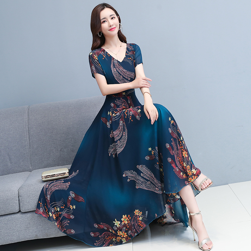 Đầm Nữ Dài Tay Cổ Chữ V In Hoa Thời Trang 2021 | BigBuy360 - bigbuy360.vn