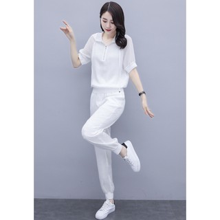 Đồ Bộ Thể Thao Nữ A6 Phối Nón Thời Trang Mặc Nhà Cao Cấp 2 màu đen trắng