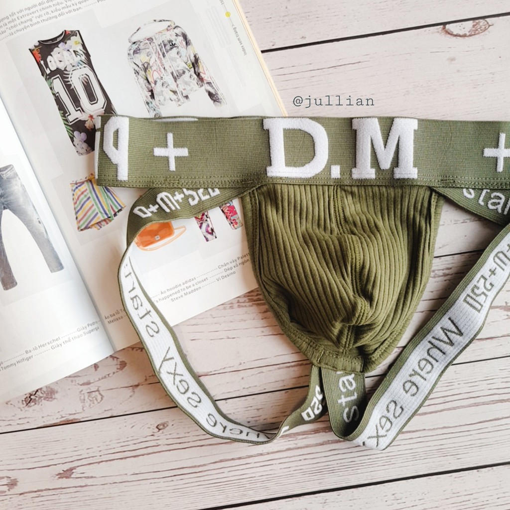 Quần lót nam Jockstrap DM cao cấp - nâng mông thêu chữ - Thun cotton thoáng mát -