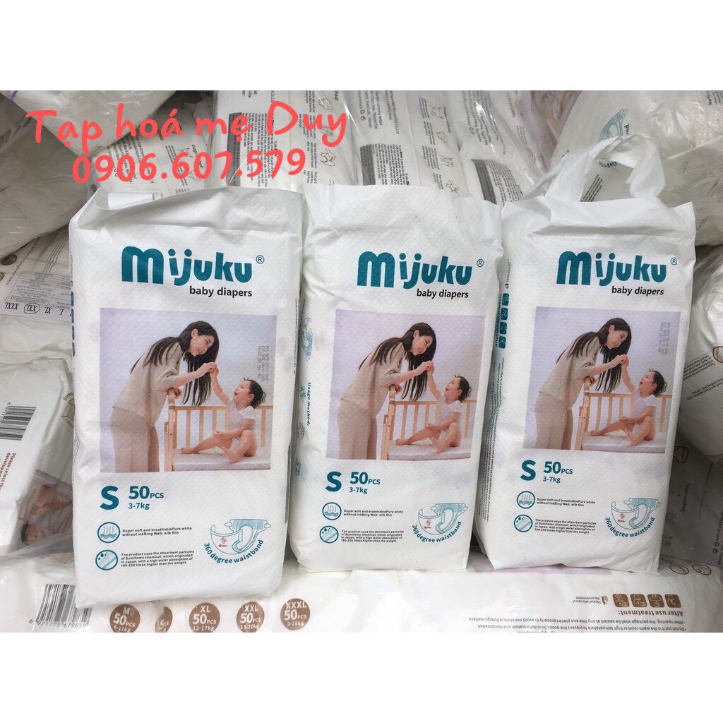 Tã dán cao cấp MIJUKU _ SIZE S,M,L BỊCH 50 MIẾNG