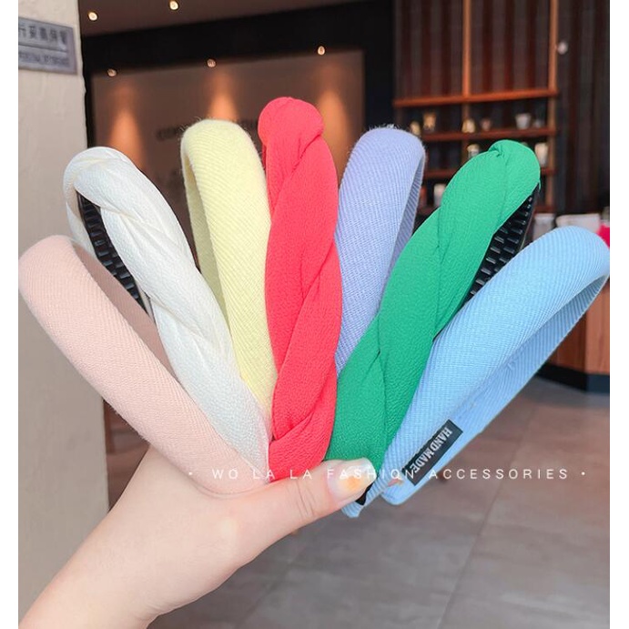 Băng Đô Cài Tóc Bản Rộng Màu Sắc Tươi Sáng Phong Cách Hàn Quốc Thời Trang