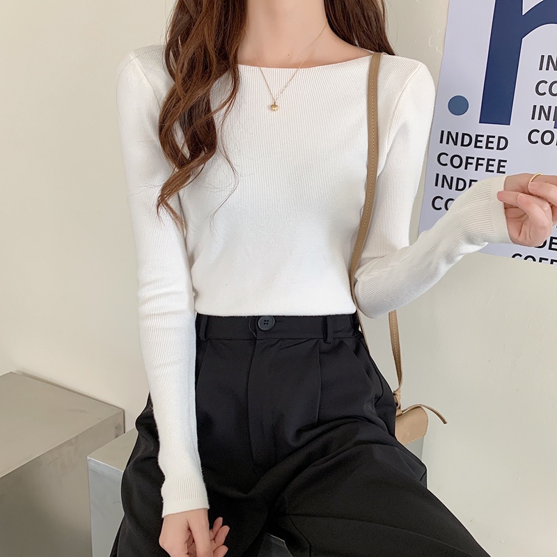 Áo len nữ ZHELIHANGFEI dáng ôm màu trơn dễ phối đồ