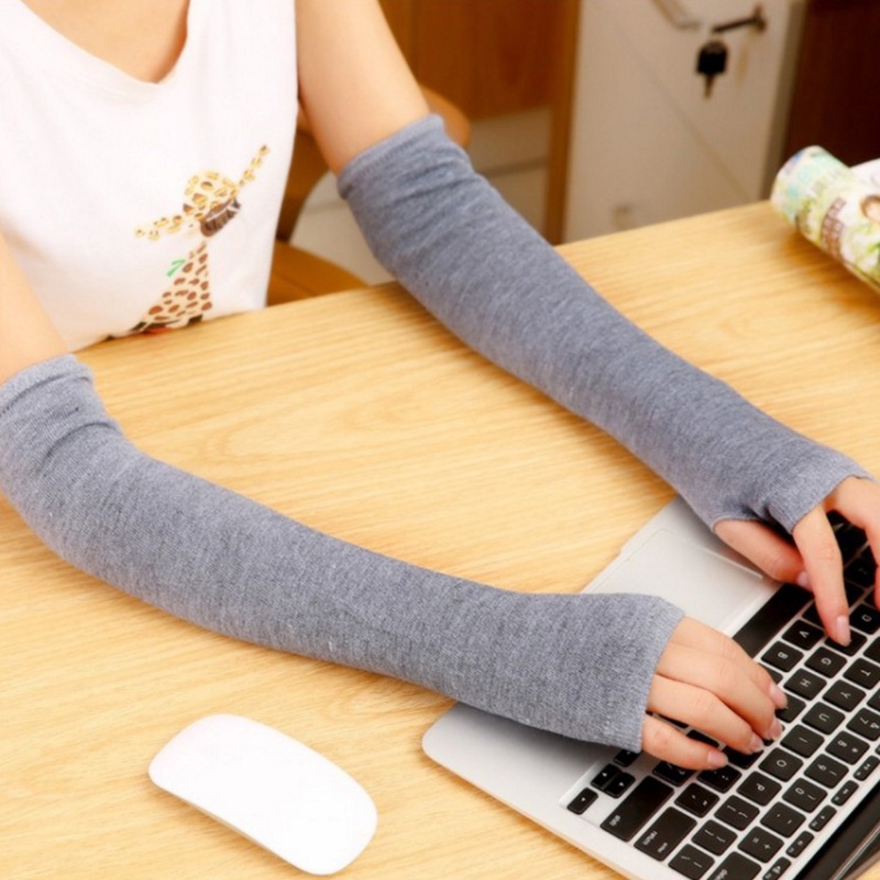 Runny Găng Tay Dài Dệt Kim Hở Ngón Giữ Ấm Mùa Đông Co Giãn In Họa Tiết Kẻ Sọc Cho Nữ