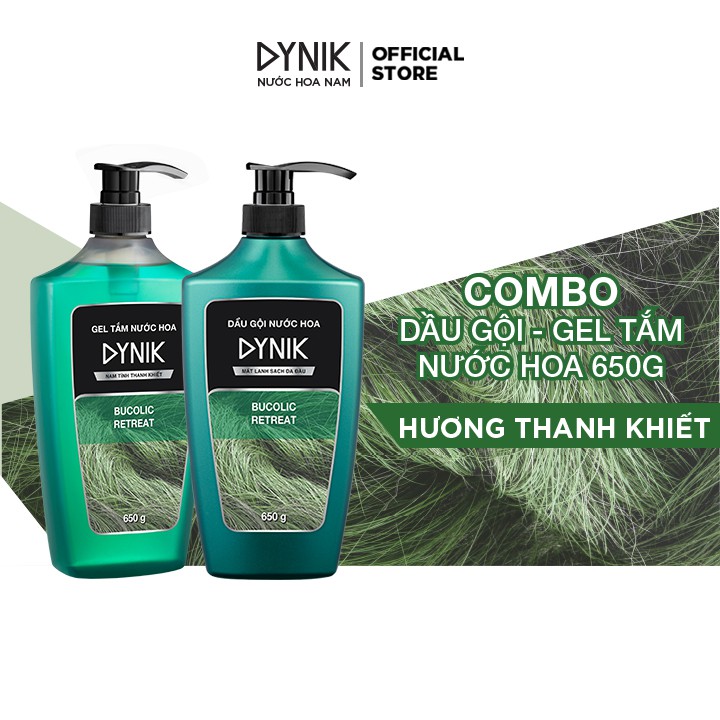 Combo tắm gội nam Dynik - Hương cỏ thanh khiết 650g/chai