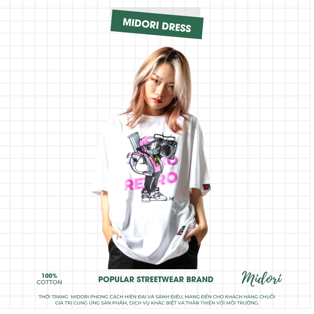 Áo phông form rộng tay lỡ Nam Nữ Thun Unisex Local Brand Mi Midori Chính hãng