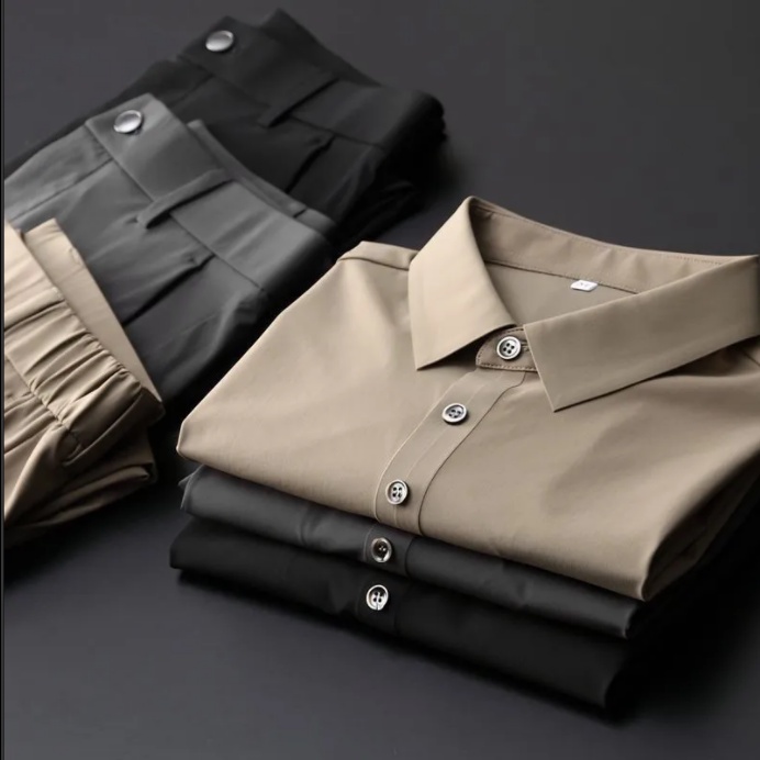 Bộ quần áo ngắn tay hai món bằng lụa mát chống nhăn có mũ trùm thời trang thể thao mùa hè cho nam