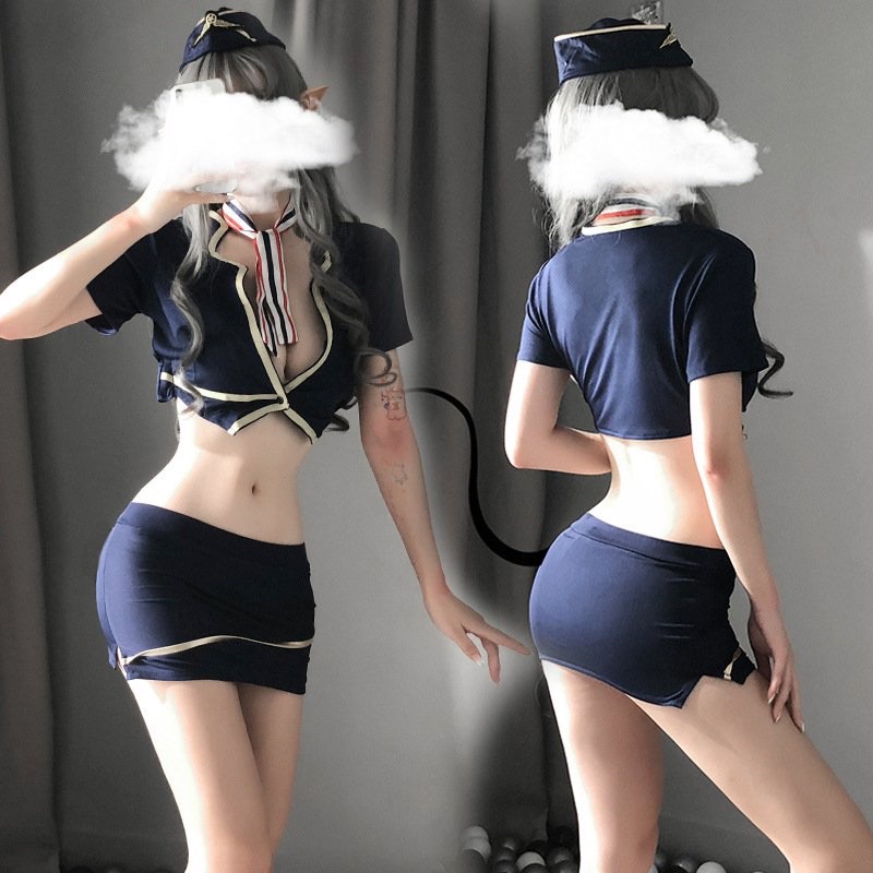 Bộ cosplay tiếp viên sexy nóng bỏng bản cao cấp chất vải cotton mềm - CP52