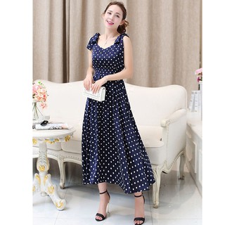 Đầm maxi chấm bi  xòe