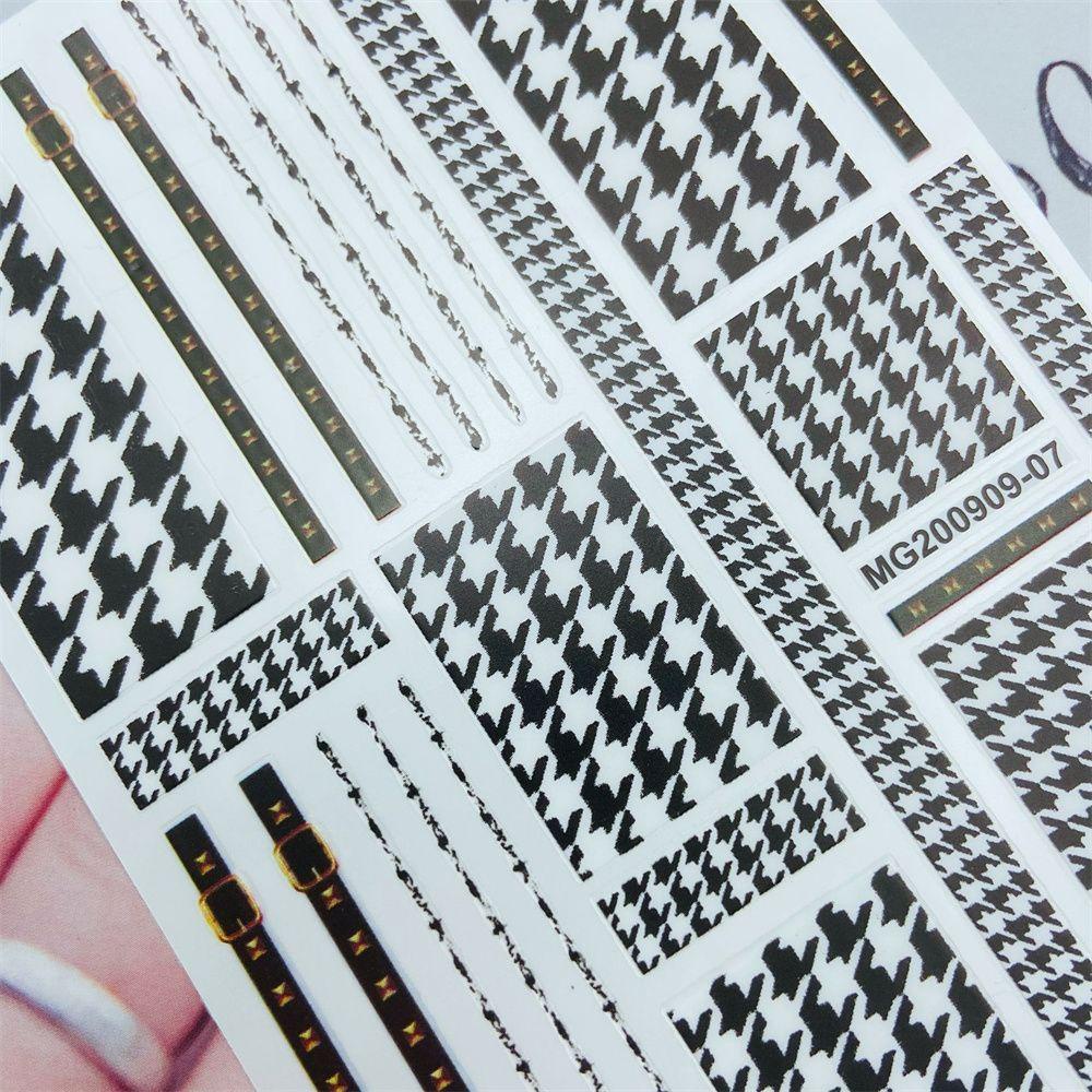 Miếng Dán Trang Trí Móng Tay 3D Tự Dính Họa Tiết Houndstooth Độc Đáo