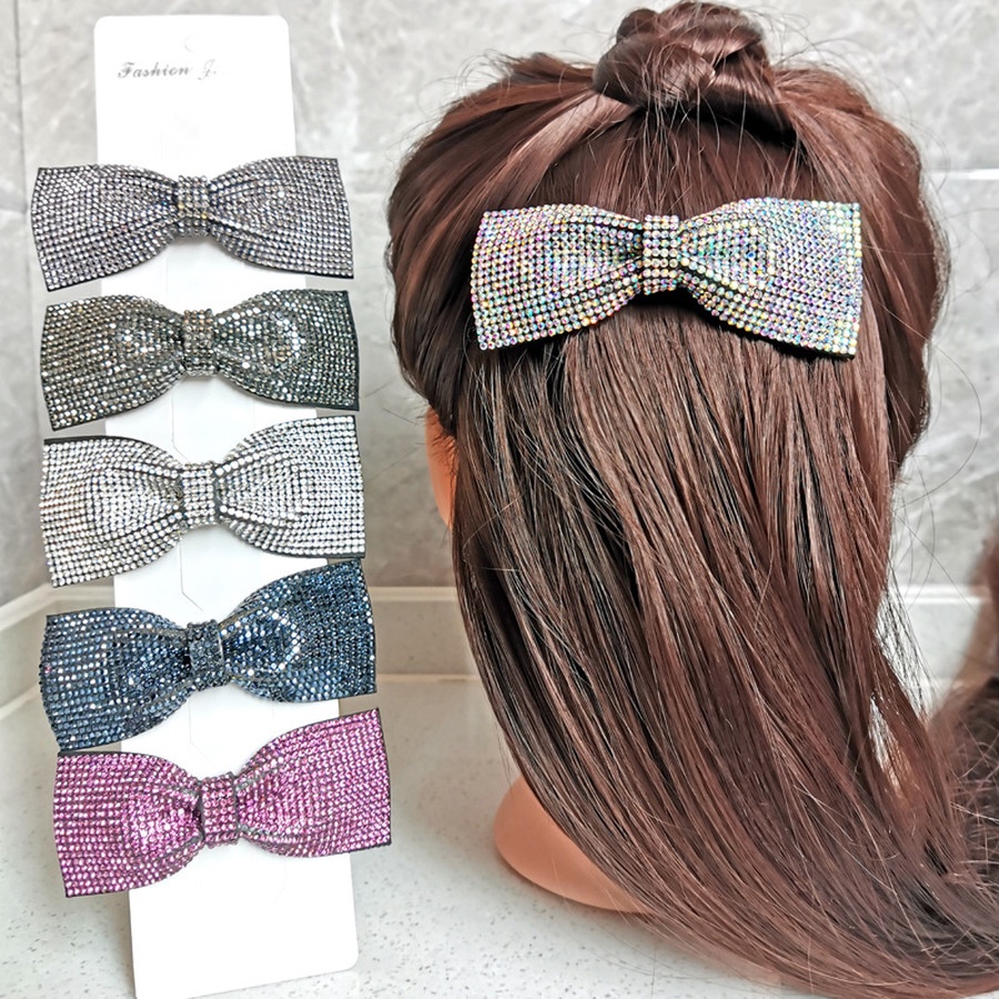 Kẹp tóc nơ đính đá toàn diện phong cách Hàn Quốc cho nữ