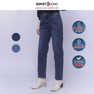 Quần Jeans Nữ Cạp Cao Dáng Xuông Baggy Thụng Đứng GENVIET Bò Mềm Mịn Cao Cấp DQ104J1498