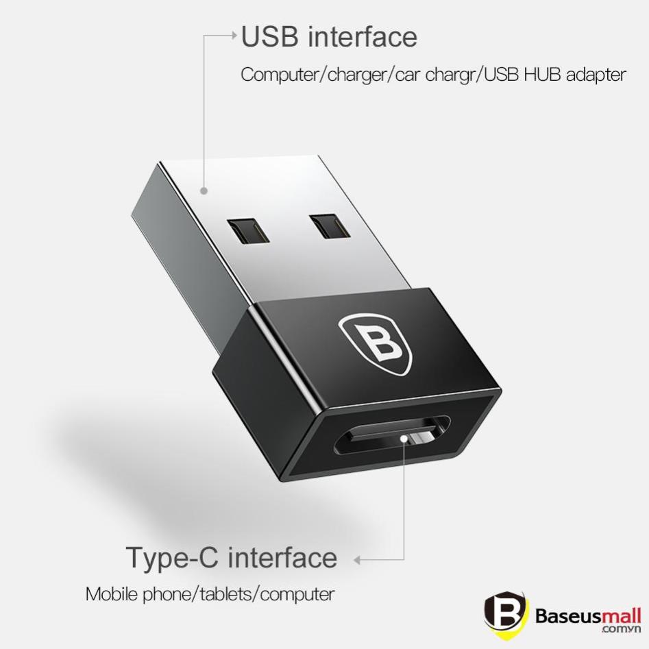 Baseus -BaseusMall VN Đầu chuyển adapter USB otg Type A sang USB Type C tốc độ cao Baseus