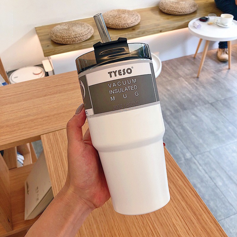 Bình Giữ Nhiệt Dung Tích Lớn Bằng Thép Không Gỉ 890Ml/600ml Kèm Ống Hút