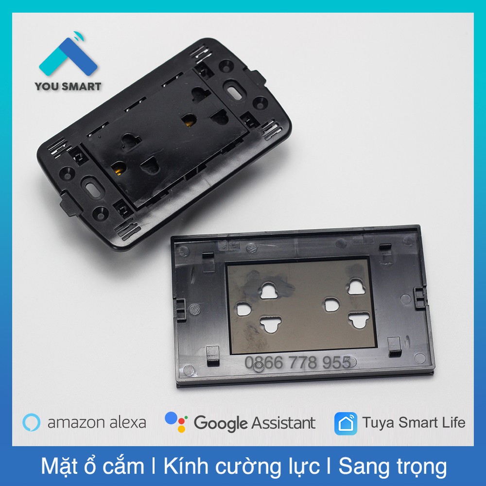 Ổ cắm âm tường full mặt kính cường lực