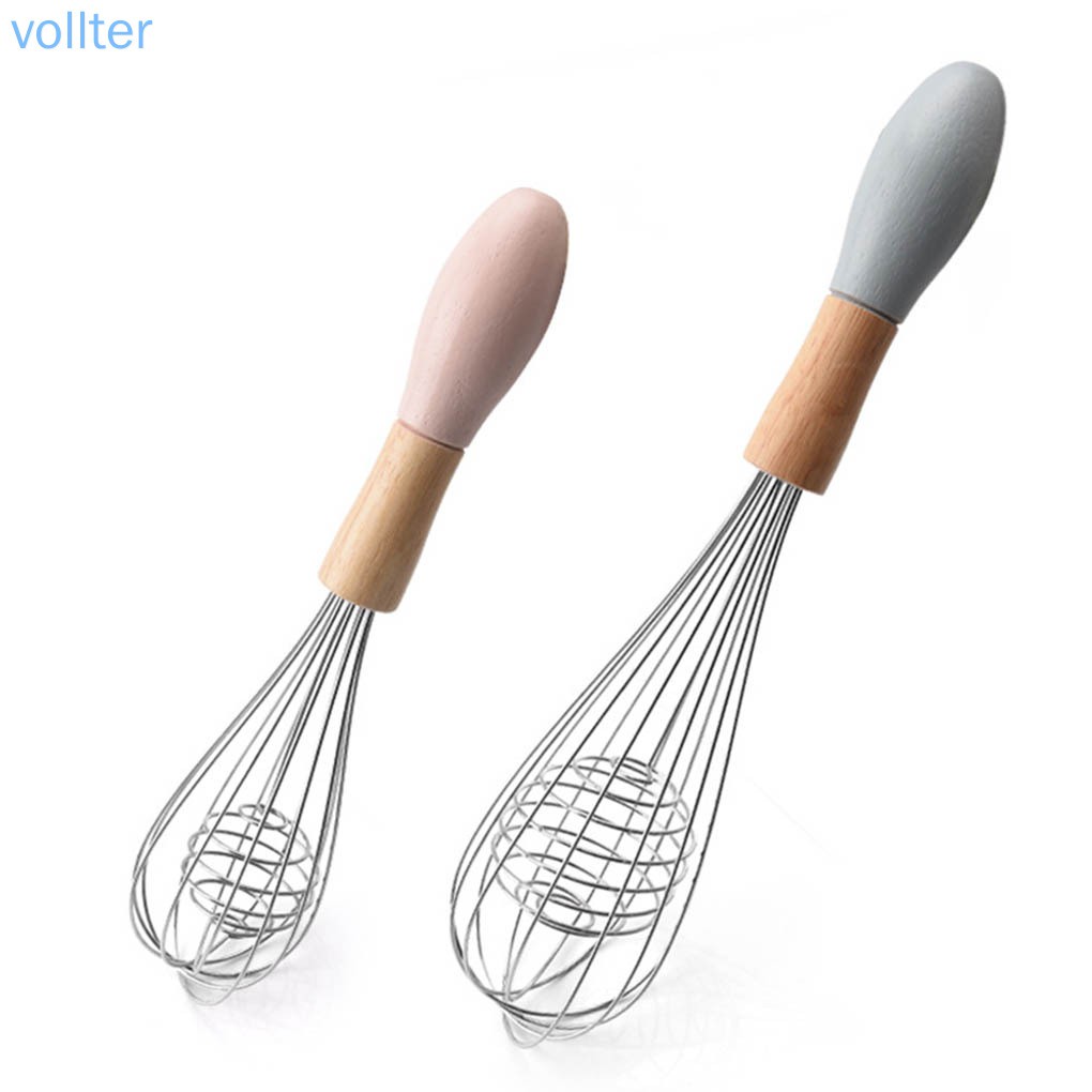 Dụng Cụ Đánh Trứng Bằng Thép Không Gỉ Cán Gỗ 10 Inch