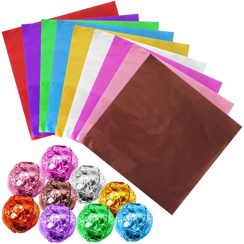 DIACHAVN Set 100 Lá Nhôm Mạ Vàng Dập Nổi Trang Trí Bánh Kem / Kẹo / Sô Cô La