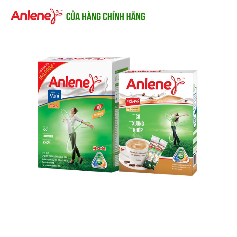 Combo 1 hộp Sữa Anlene Gold Hương Vani 1,2Kg + 1 hộp Anlene hương Cà phê hộp 310g | BigBuy360 - bigbuy360.vn