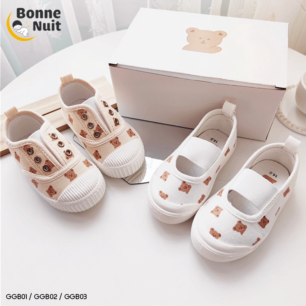 Giày vải canvas Brown Bear hoạ tiết siêu Hàn Quốc cho bé