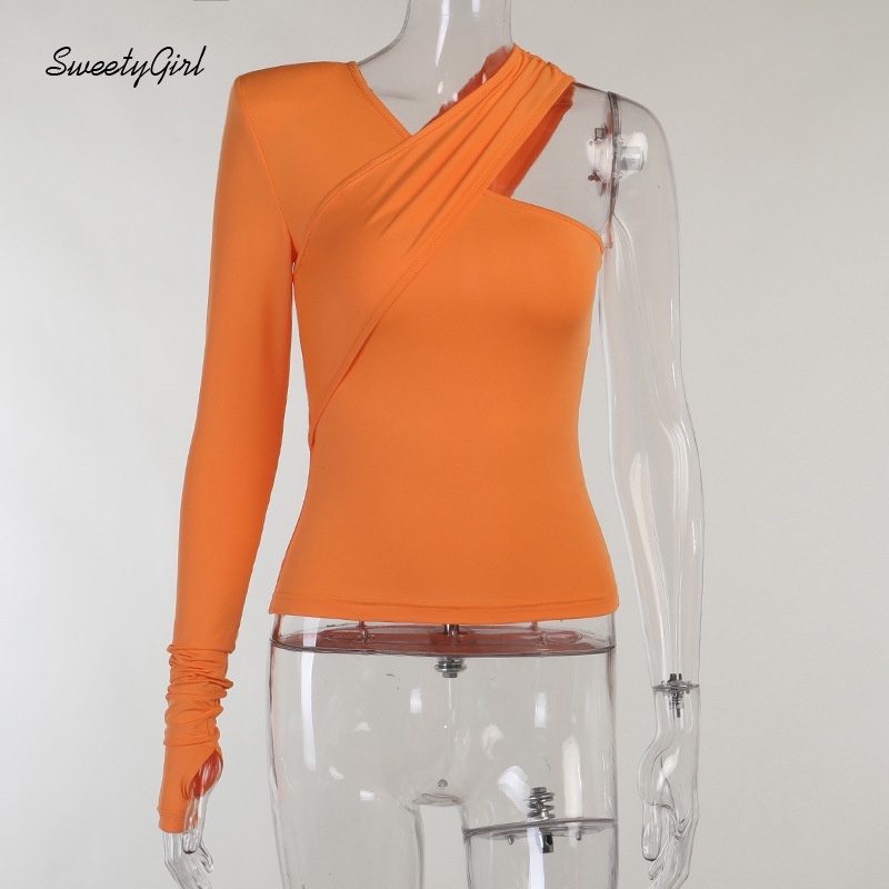 Áo Thun Tay Dài Dáng Ôm Màu Trơn Thời Trang Dành Cho Nữ