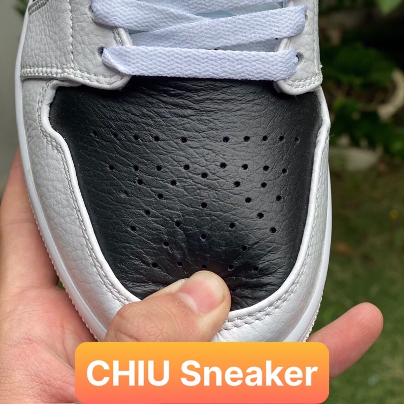 Giày thể thao sneaker Jordan 1 low Panda trắng đen giày cổ thấp da bò có văn nhăn