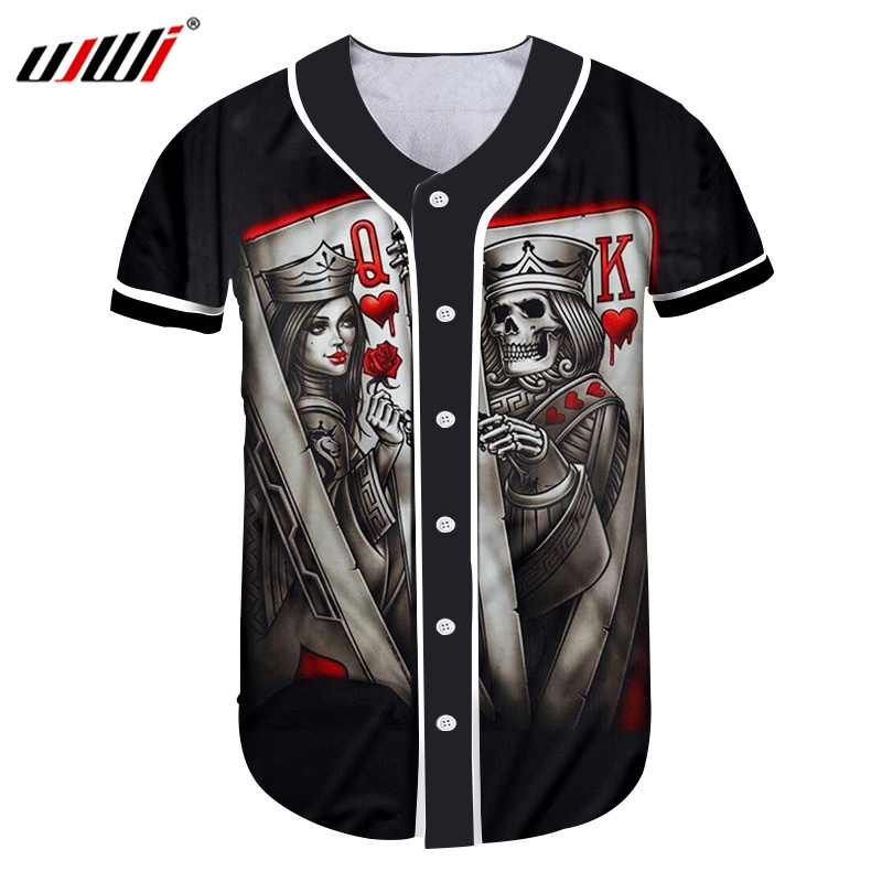Áo Thun Bóng Chày In Hình Đầu Lâu 3D Phong Cách Hip Hop Cho Nam