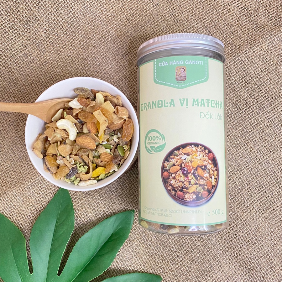 Hạt dinh dưỡng granola, các loại hạt dinh dưỡng GANOTI vị matcha mix 90% 7 loại hạt