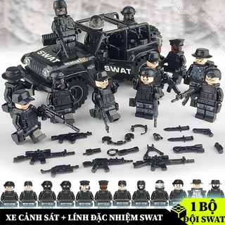 Đồ chơi lắp ghép Xe Cảnh Sát SWAT gồm Đội Lính Đặc Nhiệm / Xe Jeep / Xe Quân Sự