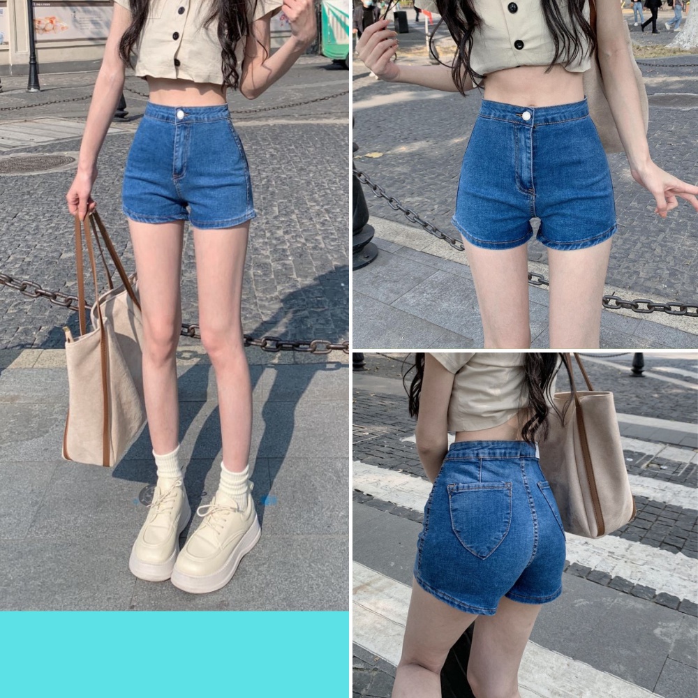 Quần jeans nữ, quần short jeans ngắn basic màu xanh đủ size S M L SKUQ-18A 1990clother