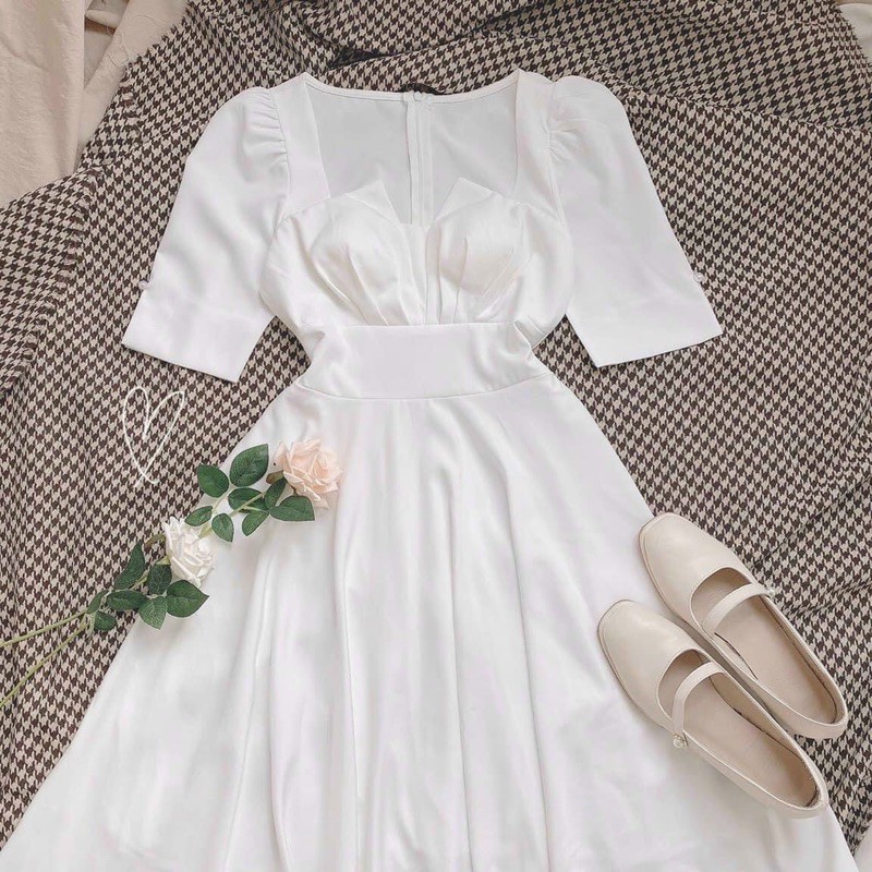 Đầm midi ngực xẻ kiểu tay lỡ bồng dự tiệc ,chụp kỉ yếu ,cưới hỏi (Video Chính Chủ) | BigBuy360 - bigbuy360.vn