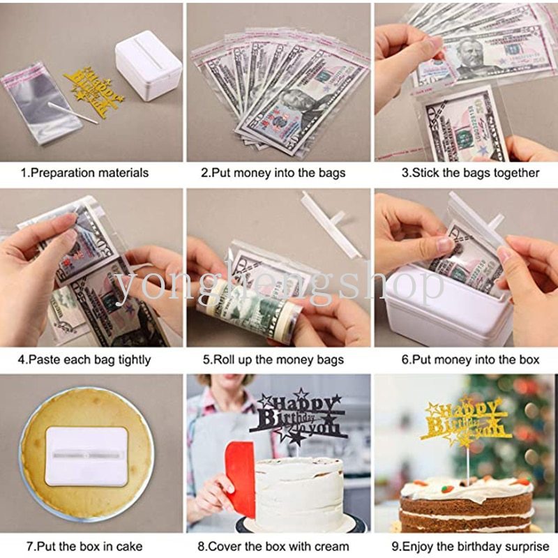 Hộp Đựng Tiền Trong Suốt Dùng Trang Trí Bánh Kem Sinh Nhật Độc Đáo