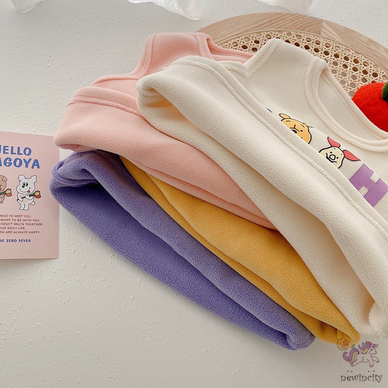 Áo khoác nỉ lông cừu in họa tiết hoạt hình phong cách Hàn Quốc thời trang dành cho trẻ em