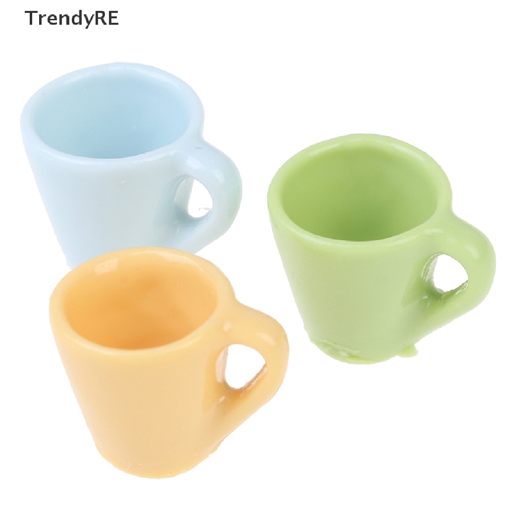 Trendy 4Pcs/Set Doll House Candy Color Mini Mug Japanese Water Cup Scene Props RE