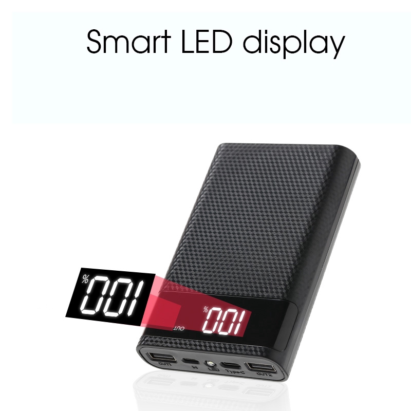15000mAh DIY Battery Shell Power Bank Box Fast Charging Adapter With Light