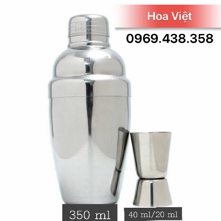 Bộ 2 sản phẩm định lượng pha chế shaker inox gồm bình lắc pha chế shaker và jigger đong định lượng