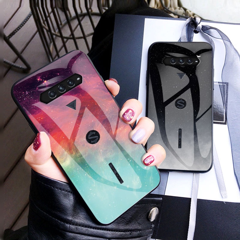 Ốp Điện Thoại Kính Cường Lực Cạnh Silicon Mềm Chống Sốc Cho Xiaomi Black Shark 3 3s 3pro 4 4pro 5 5pro 5RS